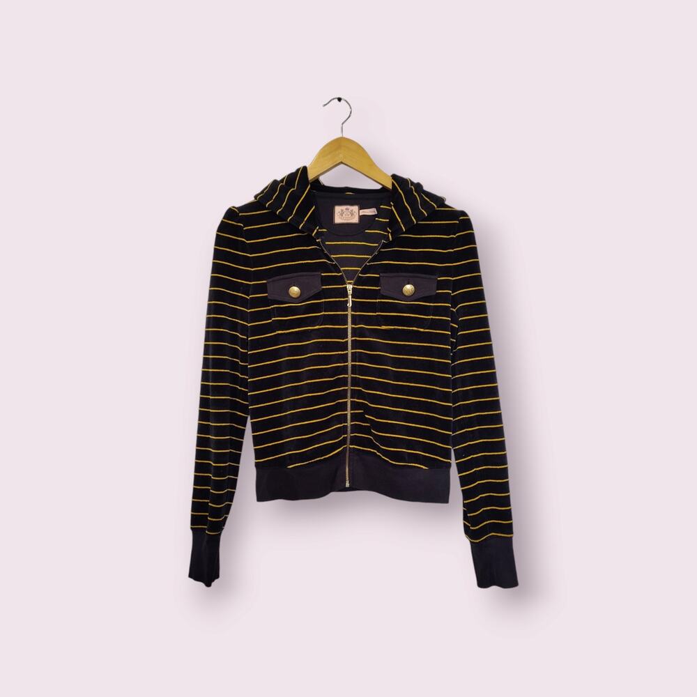 Juicy Couture‎ Black/Gold J Bling Women's Zip-up Hoodie Size Medium
